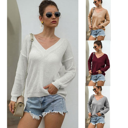 V-neck knitted sweater for women with an airy structure Amarae