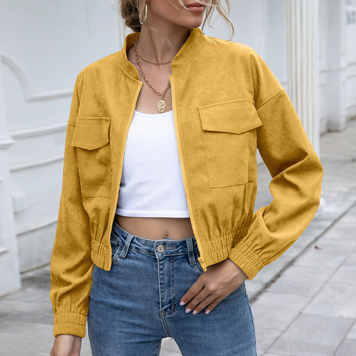 Women's bomber jacket with elastic waist and applied pockets Lune London