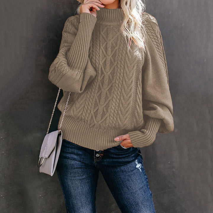 Knitted sweater for women with high collar and textured pattern Lune London