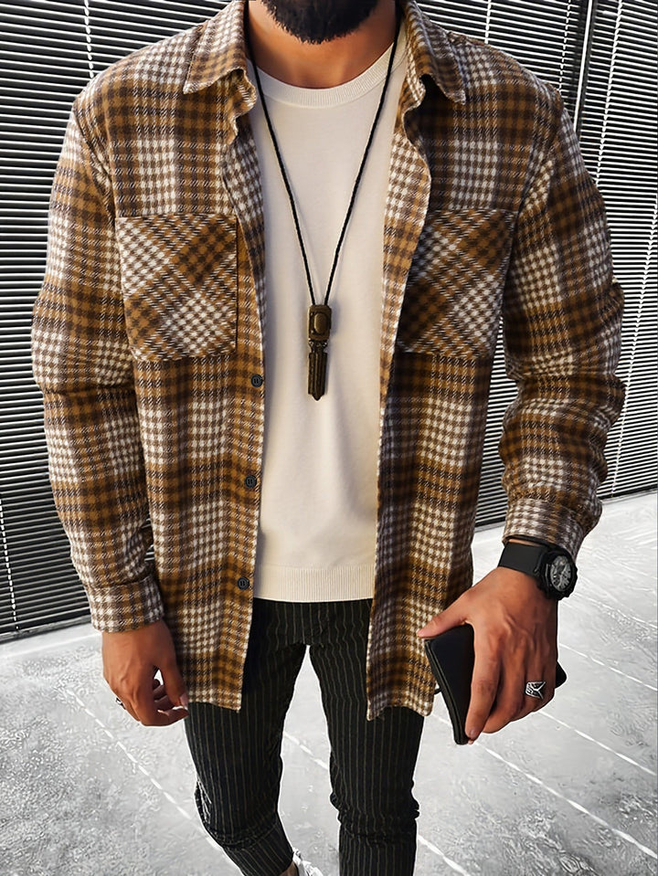 Men's Checked Flannel Shirt Jacket Amarae