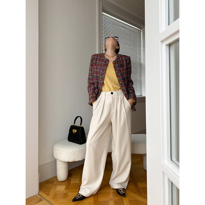 Women's Elegant Tweed Jacket with Decorative Buttons Chic & Stil