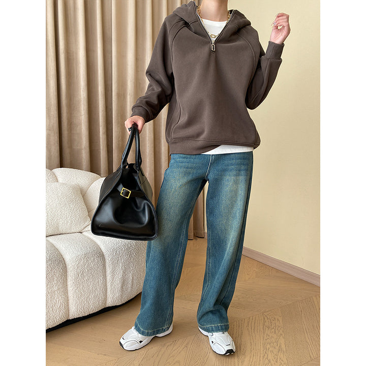 Women's Comfortable Hoodie with Half-Zip Chic & Stil