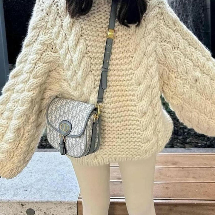 Oversized chunky knit sweater for women with an artistic braided pattern Lune London
