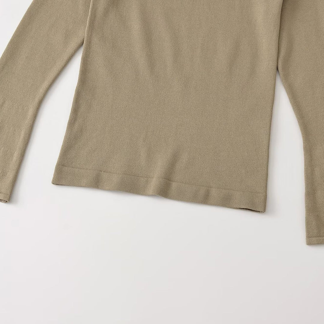 Women's fine knit long sleeve with Henley button placket and flared trumpet sleeves Amarae