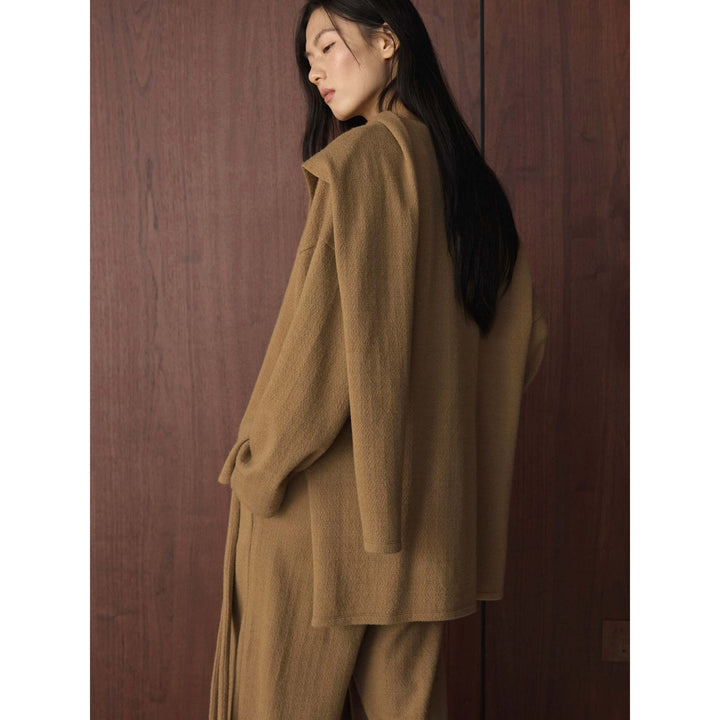Women Asymmetric Wool Blend Poncho with Wide Boat Neck and Layered Look Amarae