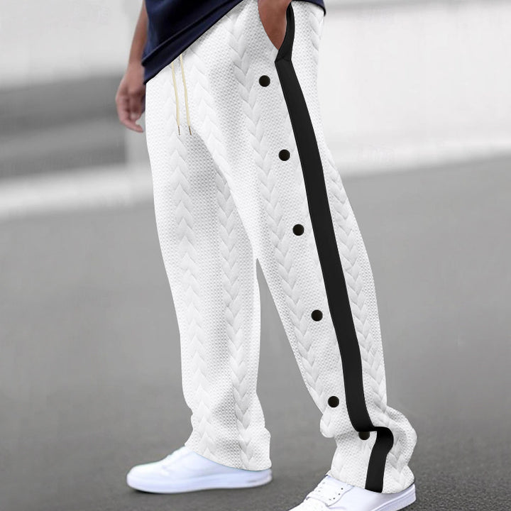 Men's athletic leisure pants with snap buttons and structured design Lune London