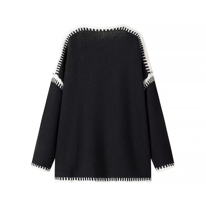 Women's Oversized Cardigan with Contrasting Crochet Edges Amarae