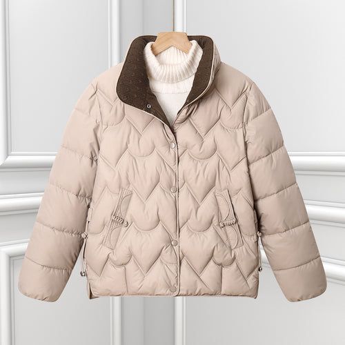 Ladies Comfortable Quilted Jacket with High Collar and Zipped Pockets Amarae