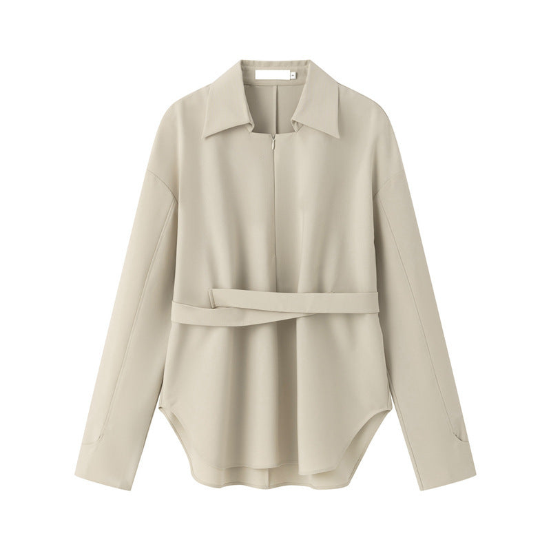 Trendy women's blouse with asymmetric cut and elegant waist Lune London