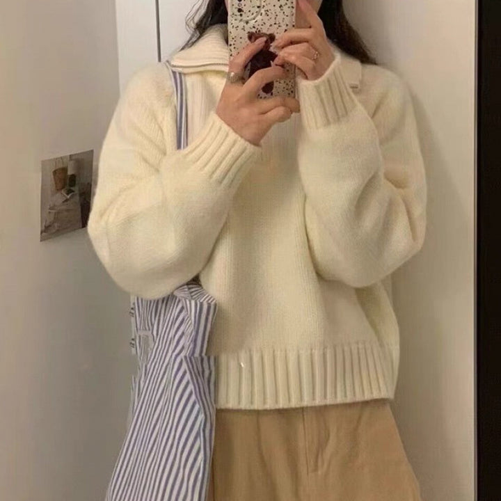Pull en tricot pour femmes avec fermeture éclair et col haut Chic & Stil