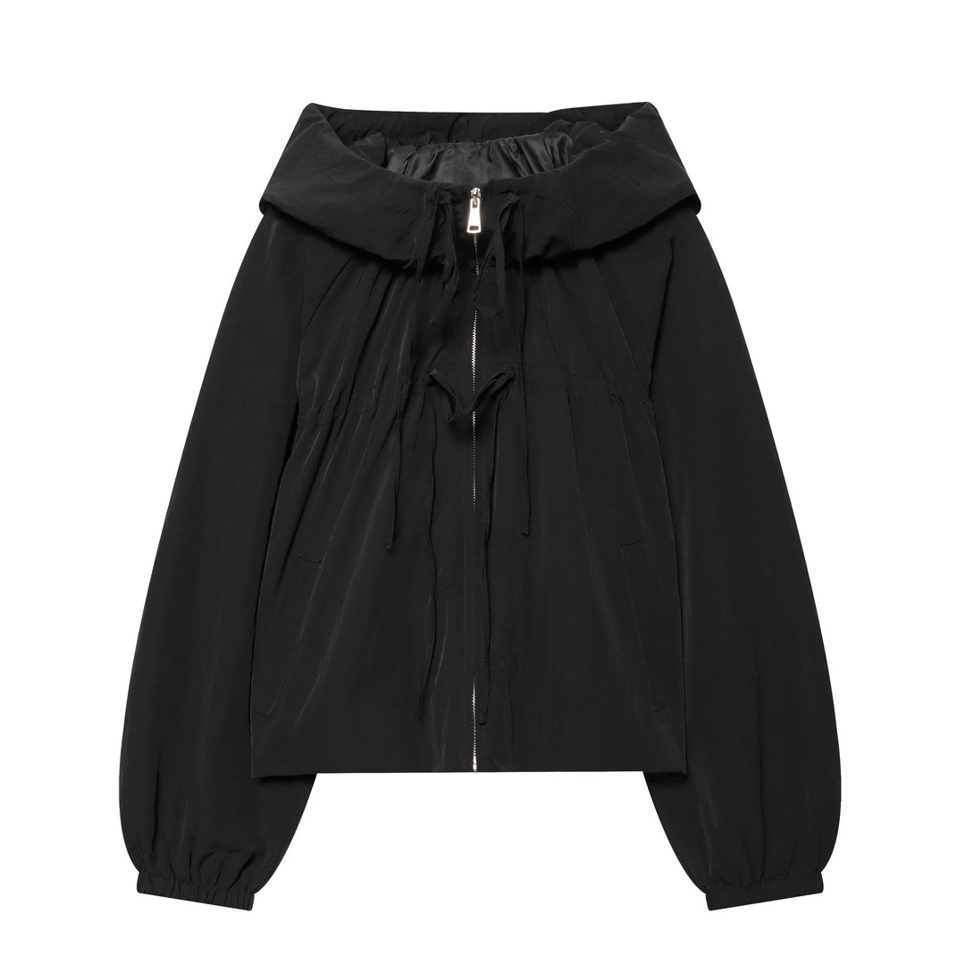 Women's lightweight cropped hoodie jacket with drawstring and zipper Amarae