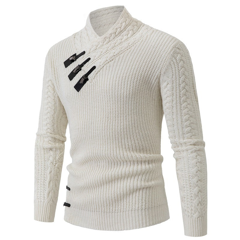 Men's knit sweater with elegant shawl collar and braids pattern Lune London