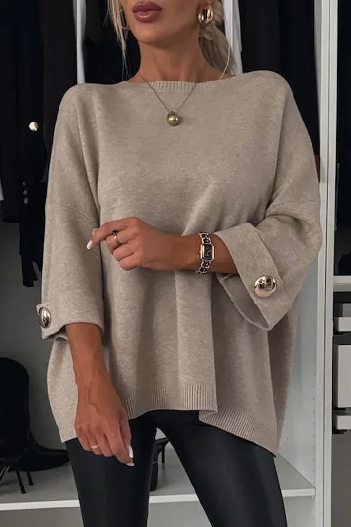 Women Oversized Sweater with decorative button details Lune London