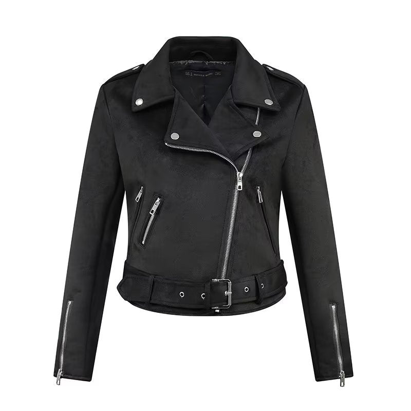 Stylish biker jacket for women with an elegant look in suede with practical pockets Lune London
