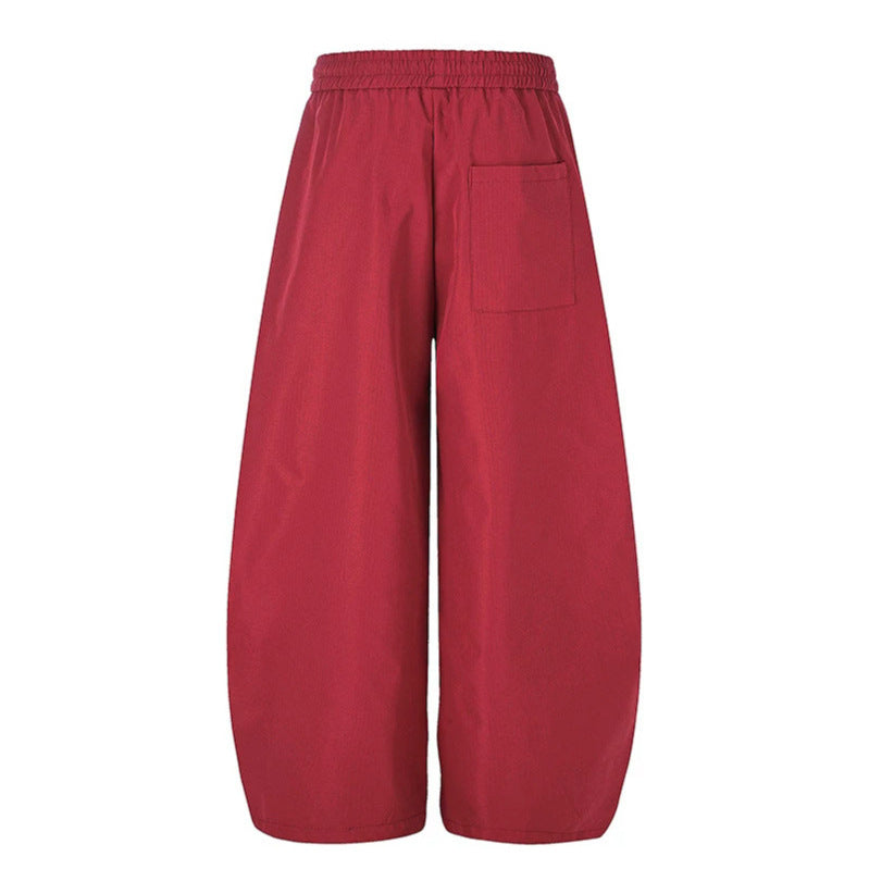 Women's Extra Wide Palazzo Training Pants in Tech Look with Drawstring Waistband and Curved Side Inserts Amarae