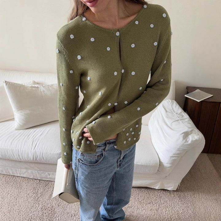 Comfortable knitted sweater for women with decorative stitches Lune London