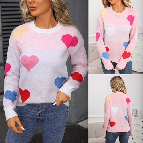 Pull confortable pour femme avec motifs en cœur et surface texturée Chic & Stil