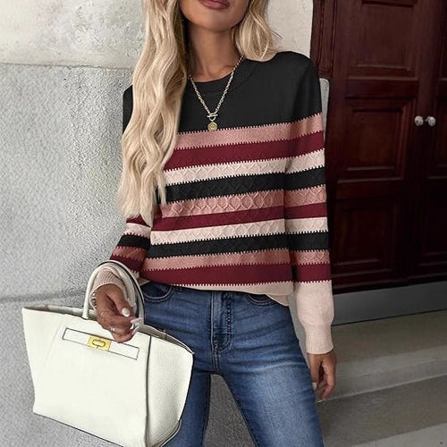 Fashionable structured sweater for women with contrasting color blocks Amarae