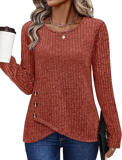 Dames haut tendance et décontracté avec détails de bouton Chic & Stil