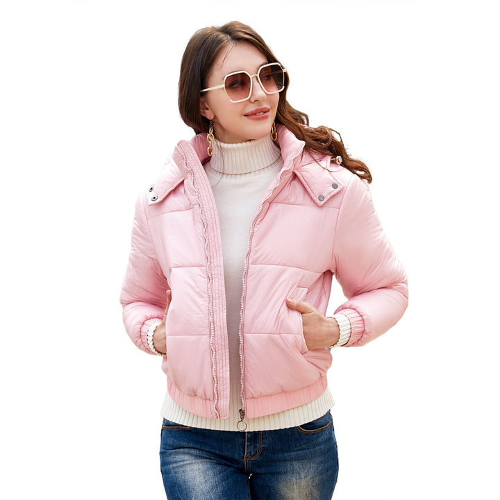 Women's Shiny Quilted Jacket with Removable Hood Lune London