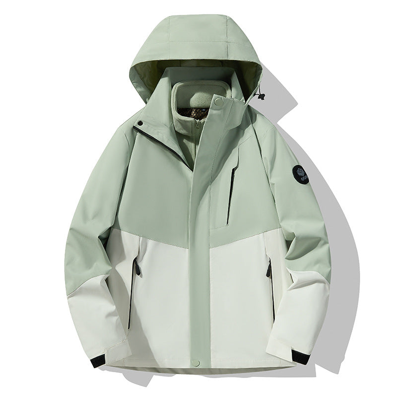Men's three-layer breathable softshell trekking jacket with integrated fleece collar and adjustable hood Amarae