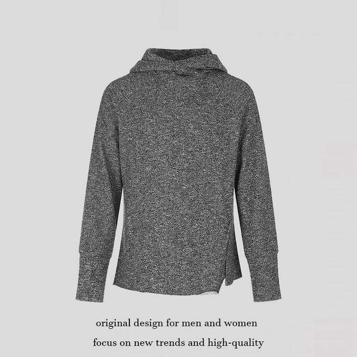 Women's pullover hoodie with fine textured knit, side slits and extended cuffs Amarae
