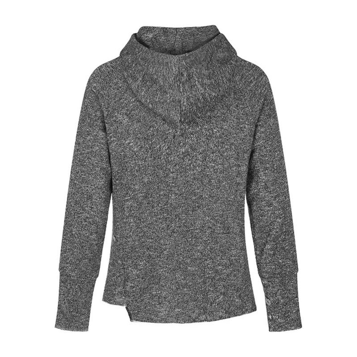 Women's pullover hoodie with fine textured knit, side slits and extended cuffs Amarae