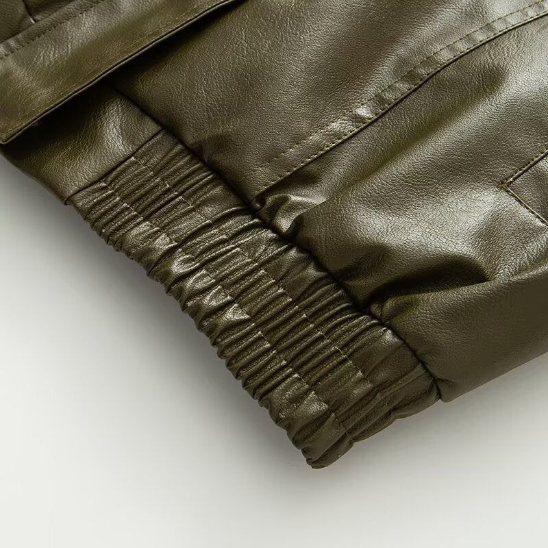 Faux leather jacket for women with elastic waist and relaxed fit Lune London