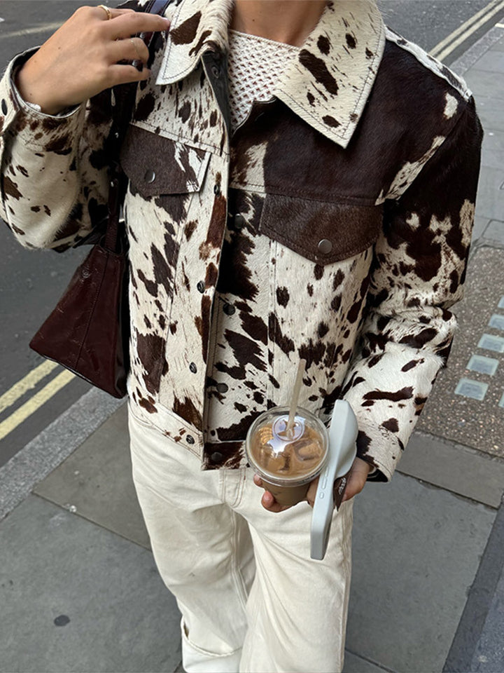 Women's suede jacket with original animal print Lune London