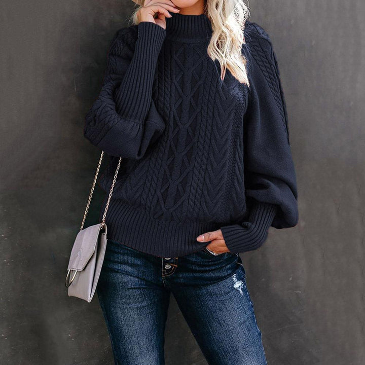Knit sweater for women with high collar and textured design Lune London