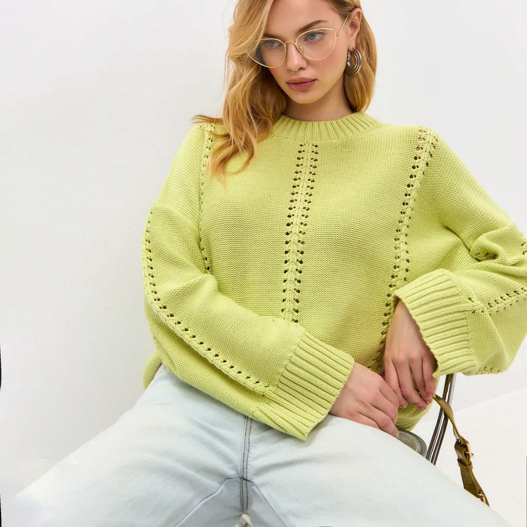 Oversized knitted sweater for women with an airy structure and special details Lune London