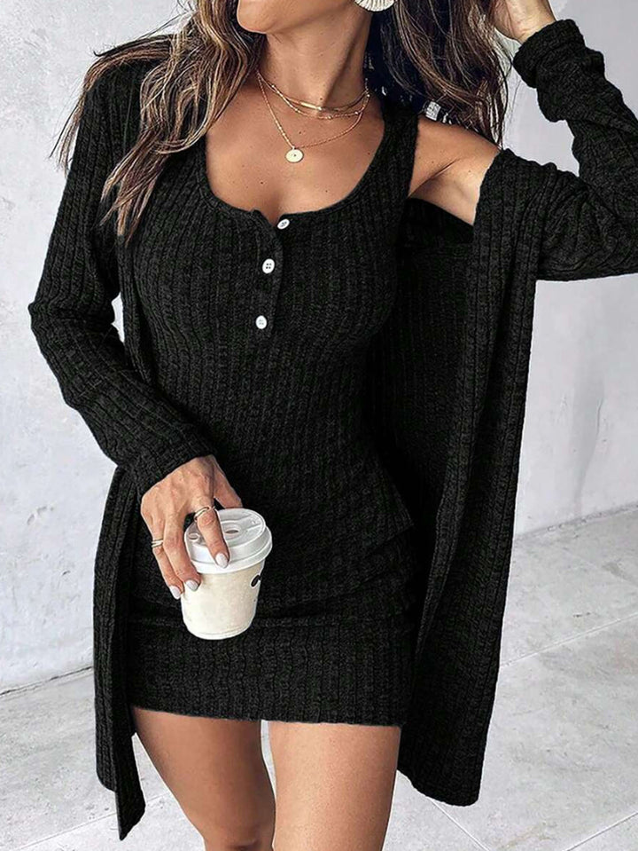 Knitted dress for women with open jacket Lune London
