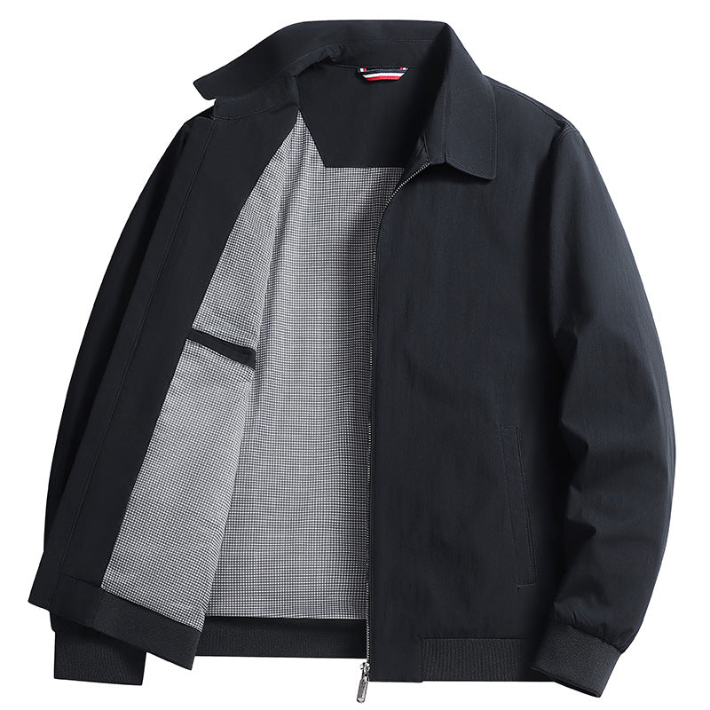 Men's Lightweight Windbreaker with Checked Lining, Full Zip and Ribbed Cuffs Amarae
