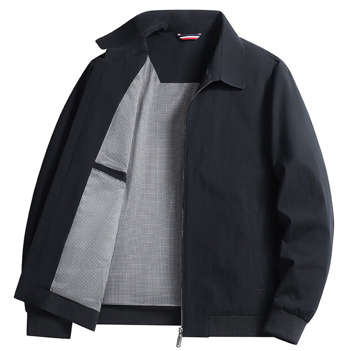 Men's Lightweight Windbreaker with Checked Lining, Full Zip and Ribbed Cuffs Amarae