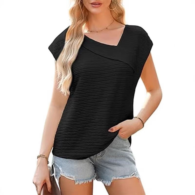 Women's elegant top with asymmetrical cut and fashionable texture pattern Lune London