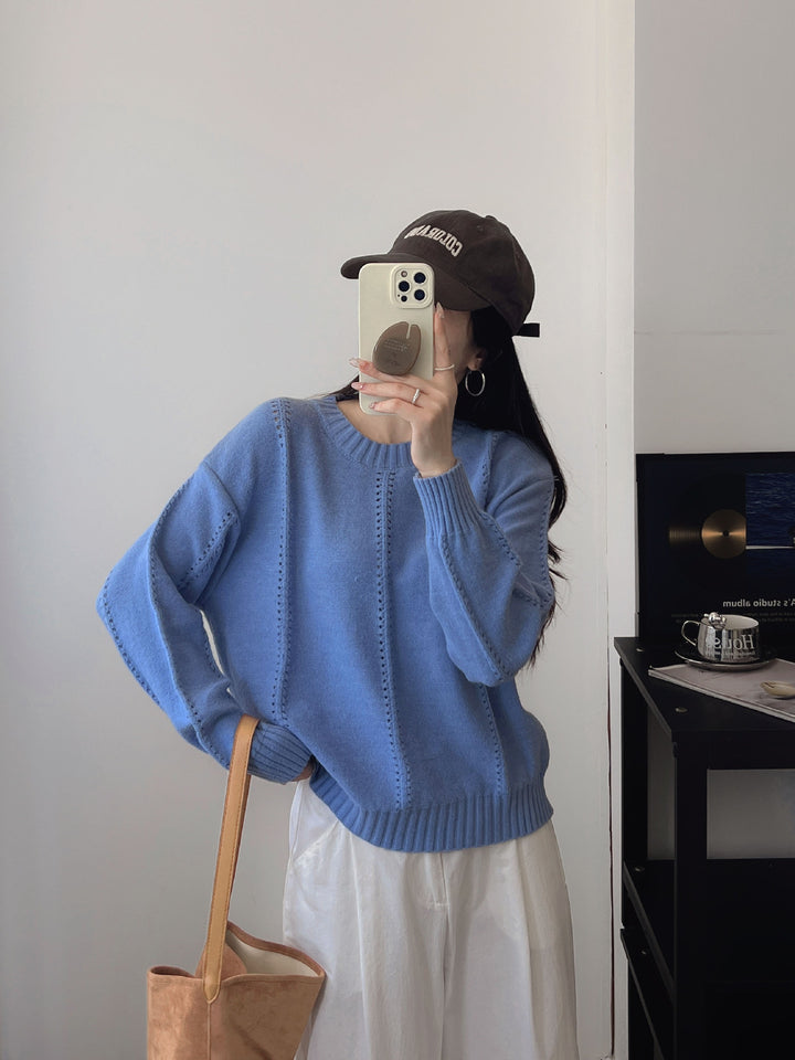 Pull en tricot épais pour femmes avec des détails structurels modernes et une coupe décontractée Chic & Stil
