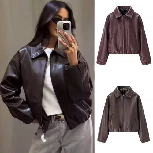 Veste en faux cuir élégante pour femmes avec ceinture élastique Chic & Stil