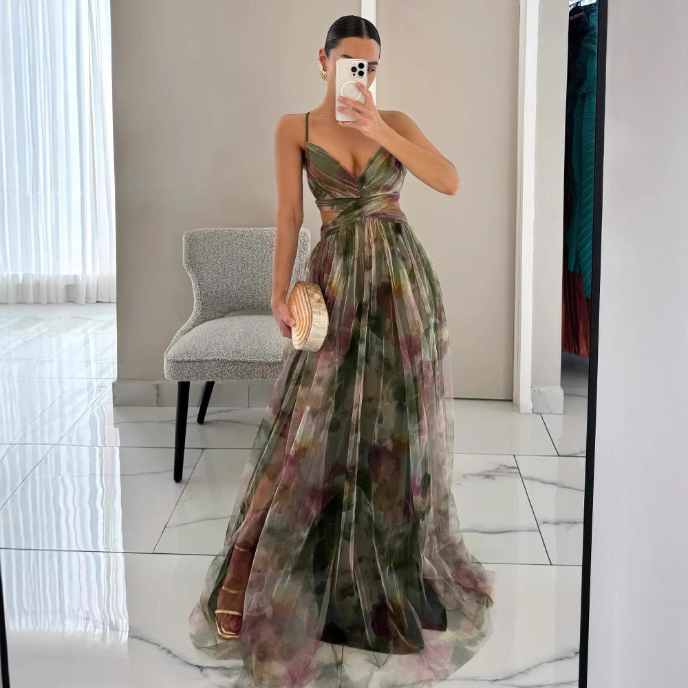 Lune London Floral Chiffon Evening Dress for Women