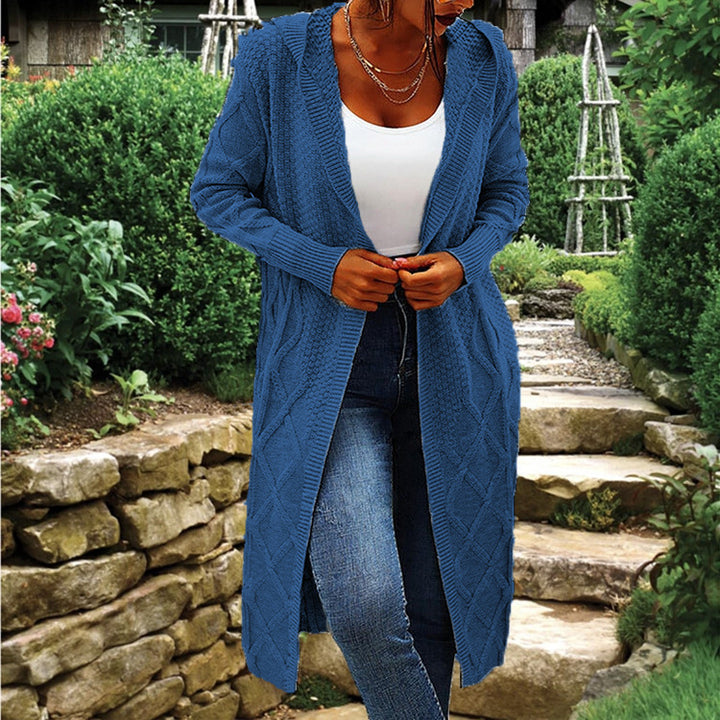Knitted coat for women with braided crocheted design and open cut Amarae