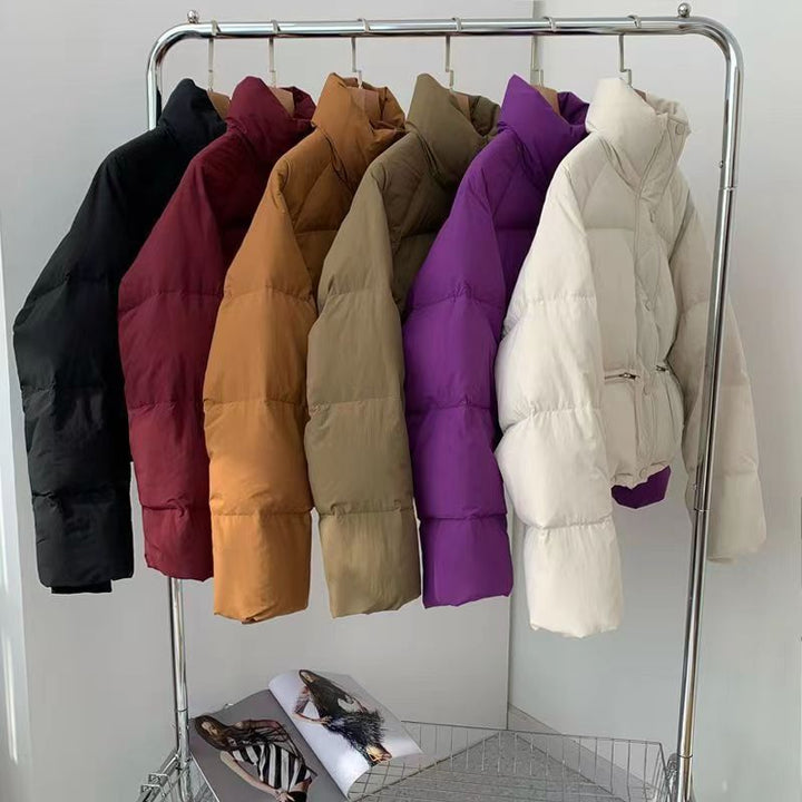 Ladies winter down jacket with high collar and practical pockets Lune London