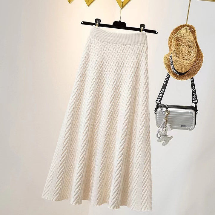 Jupe midi élégante pour femmes avec motif en chevrons texturé Chic & Stil