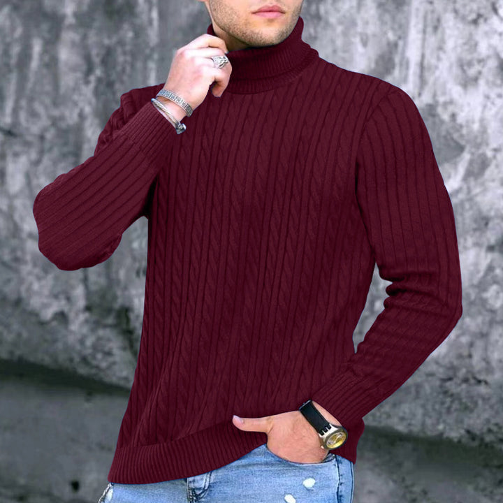Elegant turtleneck sweater for men with an exquisite twist pattern structure Lune London