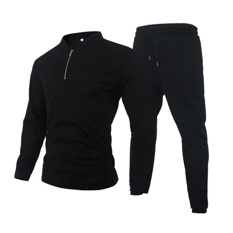Men's Two-Piece Tracksuit with High Collar and Zipper Lune London
