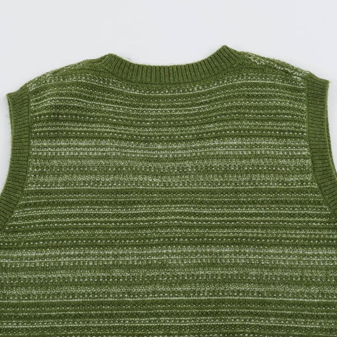Men's Knitted Vest with V-Neck, Button Placket and Fine Textured Knit Amarae