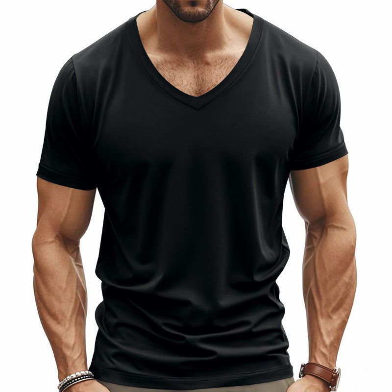 Functional T-shirt for men with V-neck in breathable material Lune London