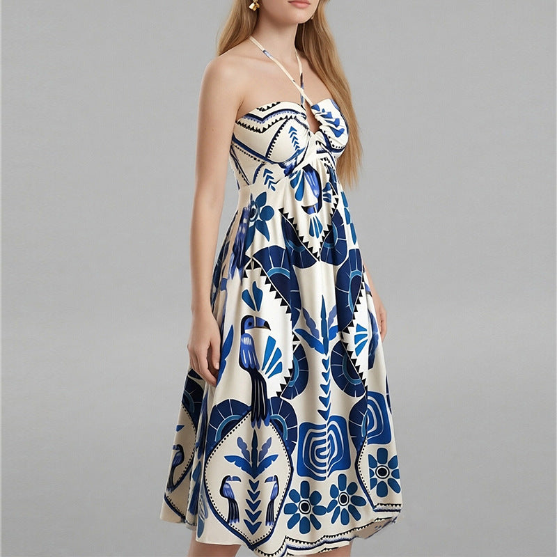 Robe Maxi d'Été Élégante pour Femmes avec Encolure Bandeau et Imprimé Floral Chic & Stil