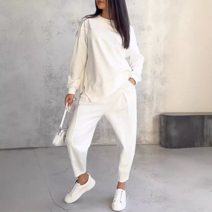 Women's Casual Two-Piece Lounge Set with Oversize Sweatshirt and Tailored Tapered Pants Amarae