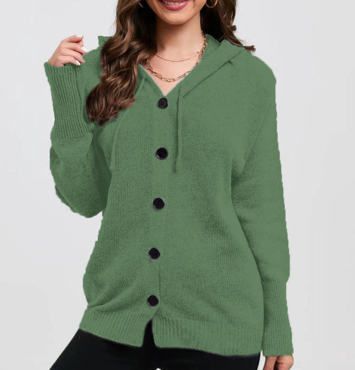 Women's knit jacket with hood and practical button details Lune London