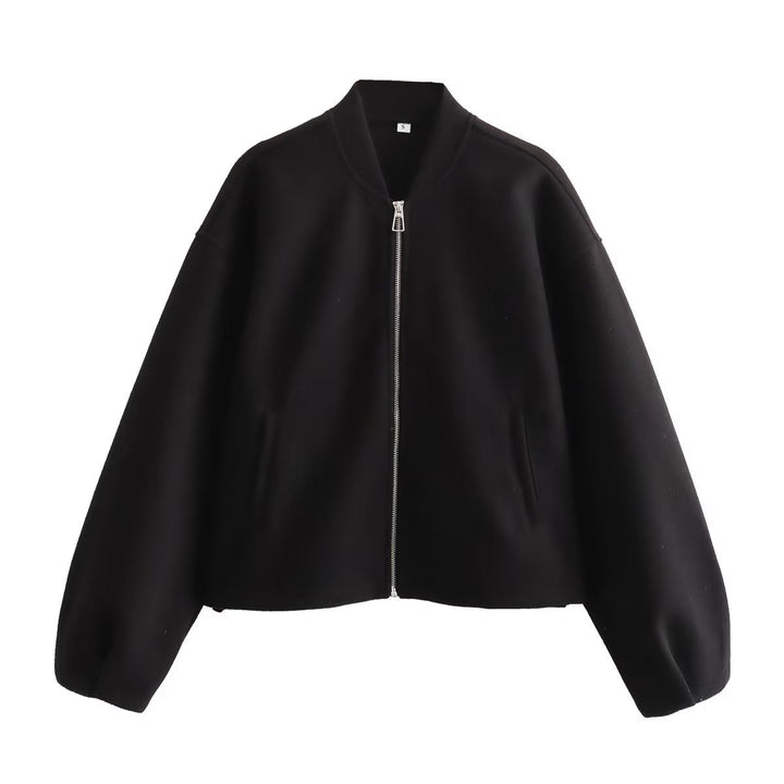 Casual transition jacket for women with high collar and asymmetrical cut Lune London
