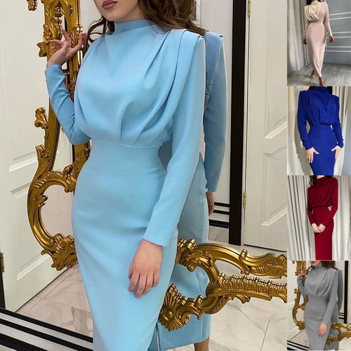Elegant Draped Midi Dress for Chic Women